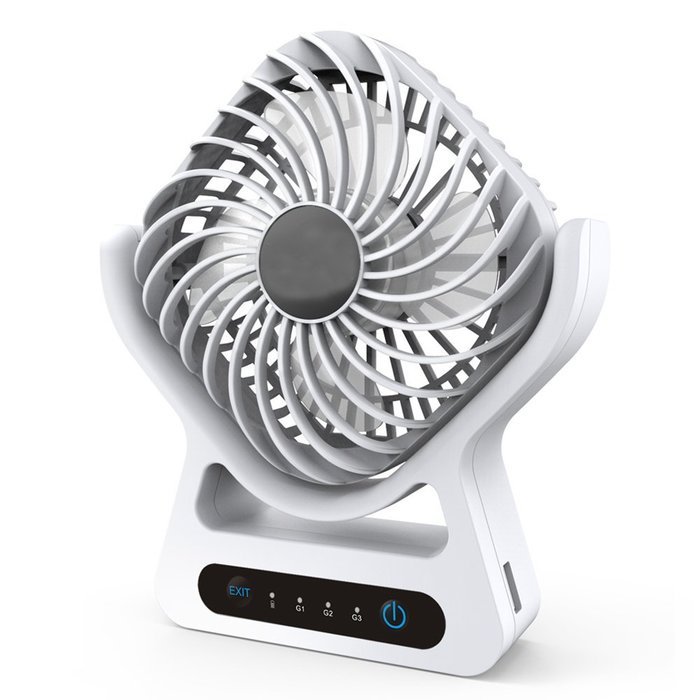 Iwonderful Personal Mini USB Rechargeable Fan,3 Shifting, LED Light,Protable Power Source-Balck N4