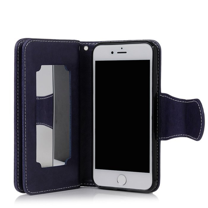 Badalink iPhone 7 Wallet Case (4.7") 9 Card Slots Plastic Mirror Flip Stand Case Embossed Flower Girl PU Leather... N52