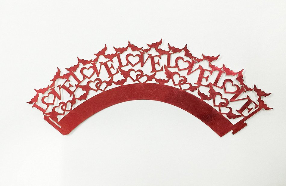 HUAL Cupcake Wrappers 50 Filigree Artistic Bake Cake Mirror Paper Cups LOVE Lace Laser Cut Liner Baking Cup Muffin...