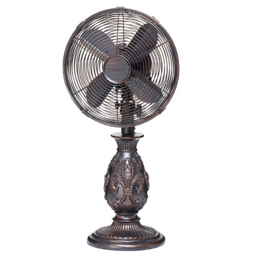 Deco Breeze DBF0612 Fleur De Lis Table Fan, Copper, 10-Inch