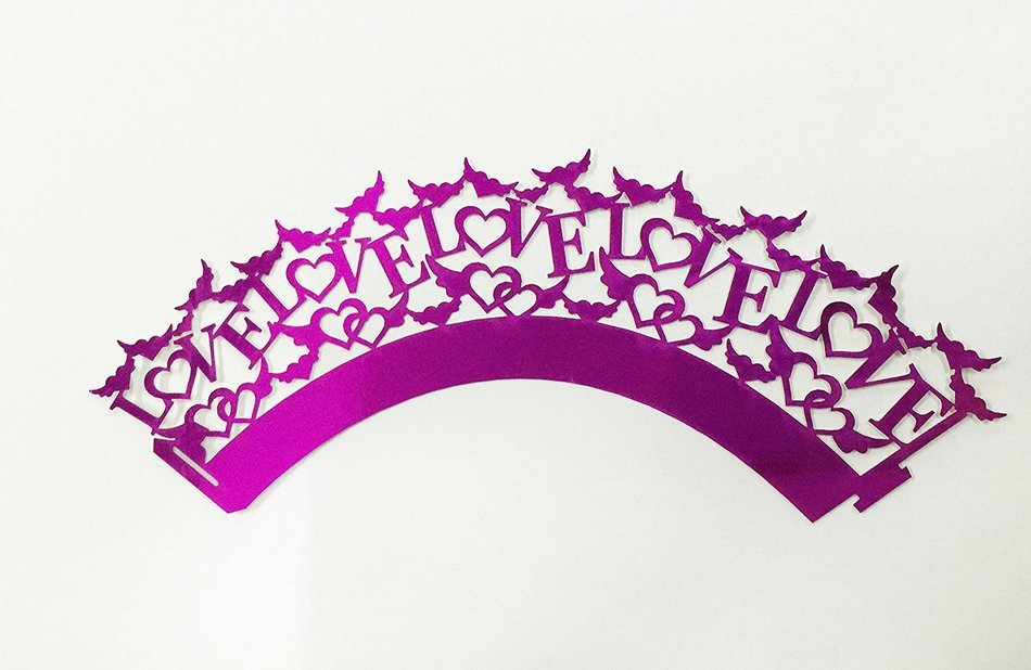 HUAL Cupcake Wrappers 50 Filigree Artistic Bake Cake Mirror Paper Cups LOVE Lace Laser Cut Liner Baking Cup Muffin... N3