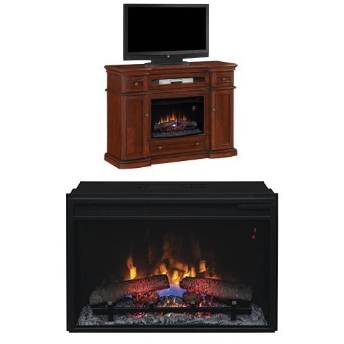 Complete Set Montgomery Media Mantel in Vintage Cherry with 26" Infrared Spectrafire Plus Insert with Safer Plug