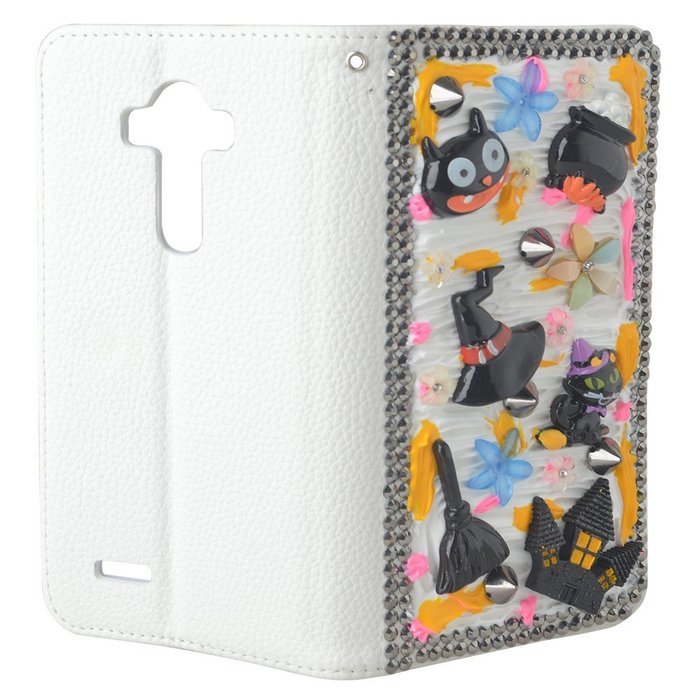 For ZTE ZMAX Z970 Hallowmas Theme Phone Case,Yaheeda 3D Handmade Stones Pumpkin Flower Skull Design PU Leather... N7