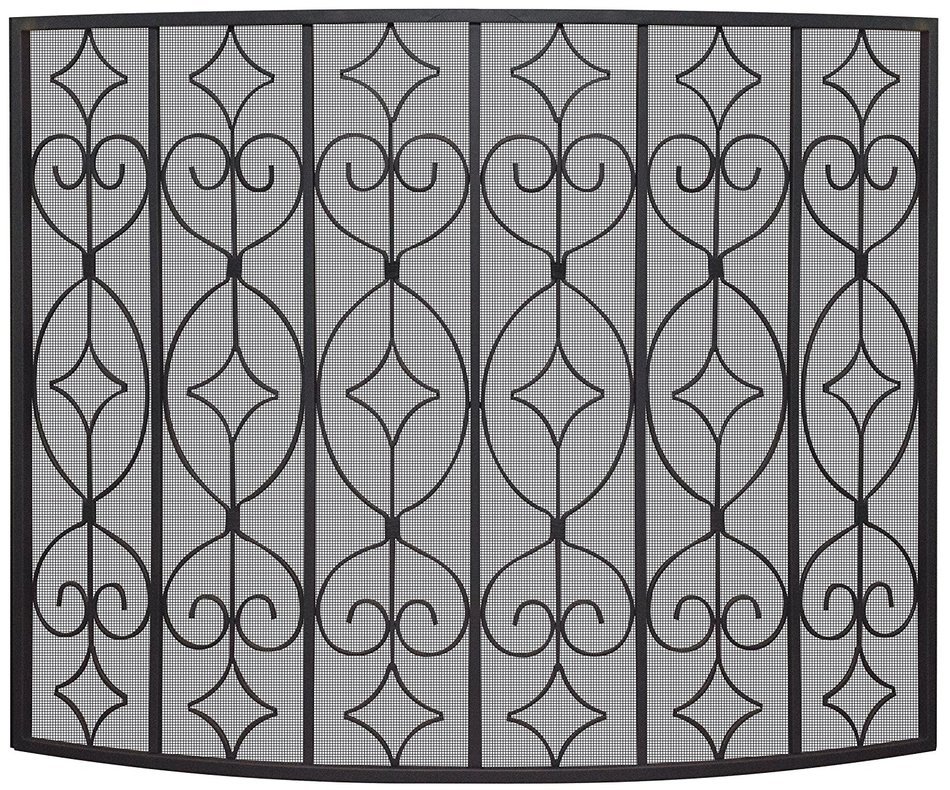 UniFlame S-1071 Single Panel Wrought Curved Ornate Screen