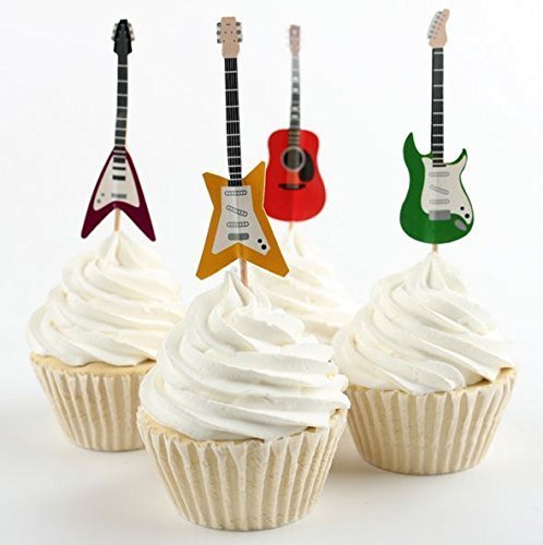 Guitars Assorted Cupcake Picks - Set of 12