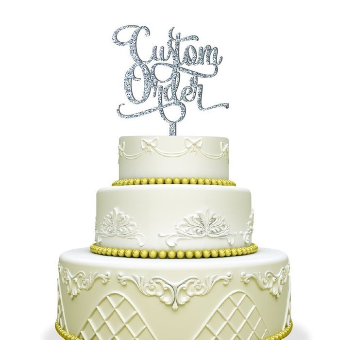 Custom Cake Topper For Weddings and Birthdays Mirrored Gold