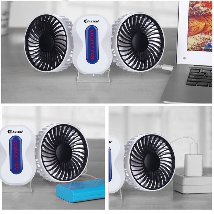 USB Mini Fan,BAVIER&reg; Couples mini fan,Sound-free design Desktop Fan,Portable USB Fan,3 Speed Adjustable,USB Cooling... N20
