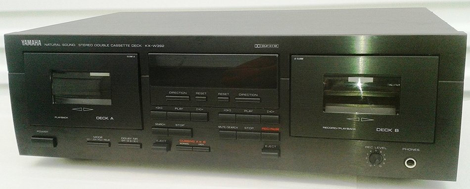 Yamaha KX-W392 Recordable Auto Reverse Dual Cassette Tape Deck with Complete with AV Cables and Online Instruction... N3