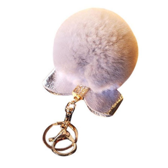 AutumnFall Rabbit Fur Ball Plush Car Keychain Handbag Key Ring Key Pendant (Black) N8