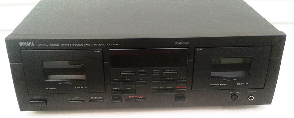 Yamaha KX-W392 Recordable Auto Reverse Dual Cassette Tape Deck with Complete with AV Cables and Online Instruction... N4