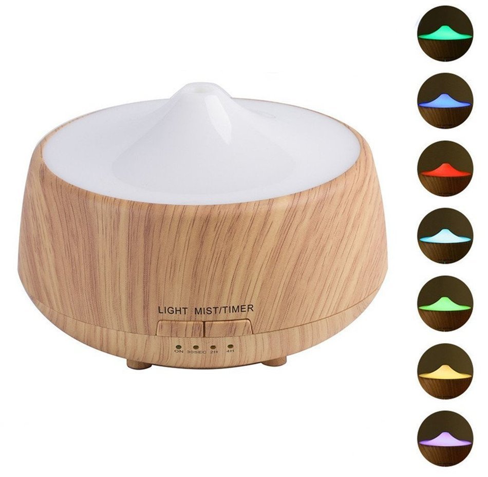 FLYMEI 250ml Wood Grain Aromatherapy Essential Oil Diffuser with 7 Color Changing LED Lamps, Ultrasonic Cool Mist... N5