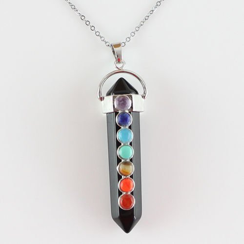 Natural Hexagonal Prism Beads Chakra Healing Gemstone Pendant Chain Necklace New N2