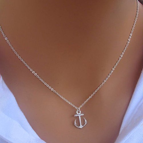 Chic New Simple Design Cute Anchor Silver Pendant Bib Necklace Jewelry