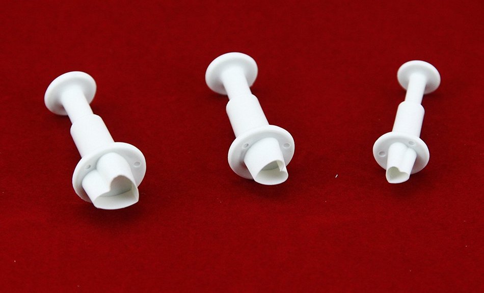 Set of 3pcs Fondant Heart Shaped plunger Cutter cake decorating fondant plunger embossing tool