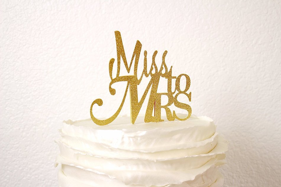 All About Details Gold Miss To Mrs Cake Topper