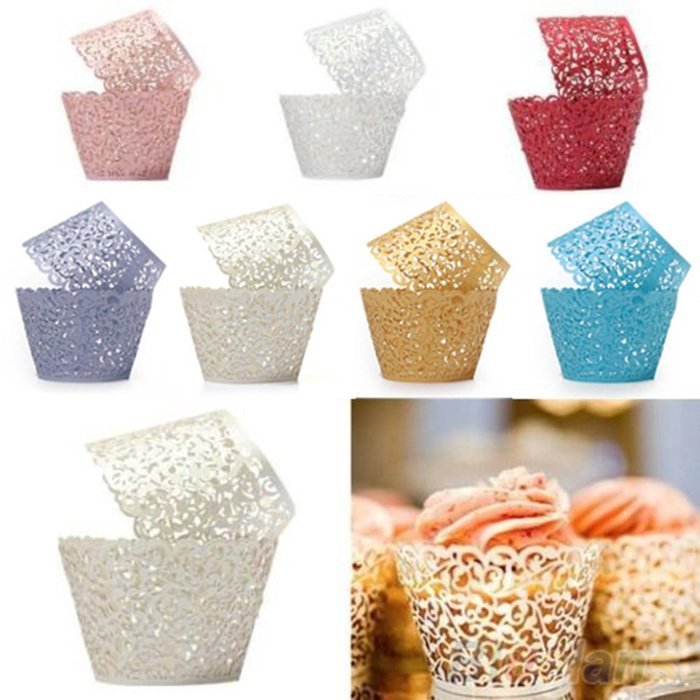 Leegoal 12pcs Muffin Case Cupcake Papper Cup Liner Birthday Wedding Cake Wrapper (Gold)