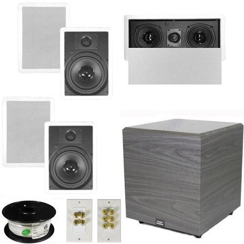 Theater Solutions 5.1 Home Theater 8" In Wall Speaker Set with Center, 12" Powered Sub and More TS80WL51SET6