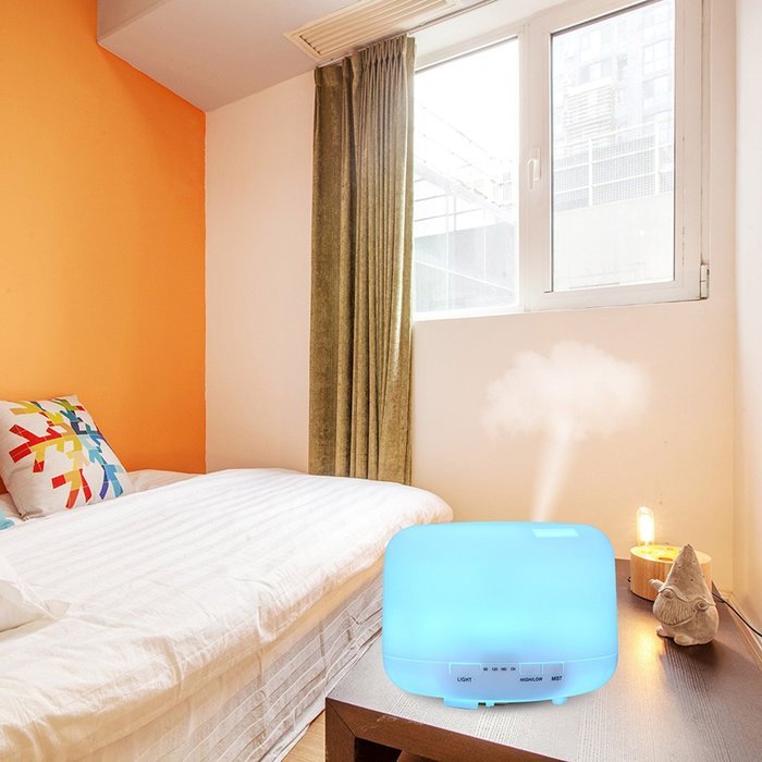 Wisdomcreate Cool Mist Humidifier 500ML Ultrasonic Aroma Essential Oil Diffuser with 3 Mist Mode, 7 Colors LED... N4