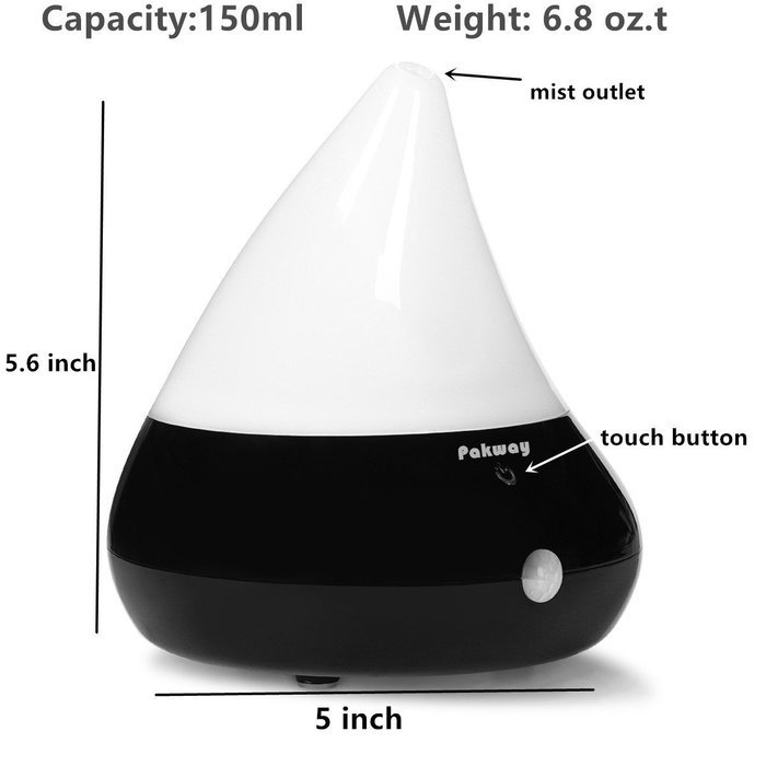 Pakway Smart Aromatherapy Essential Oil Diffuser-Portable Ultrasonic Cool Mist Aroma Humidifier with Waterless... N9