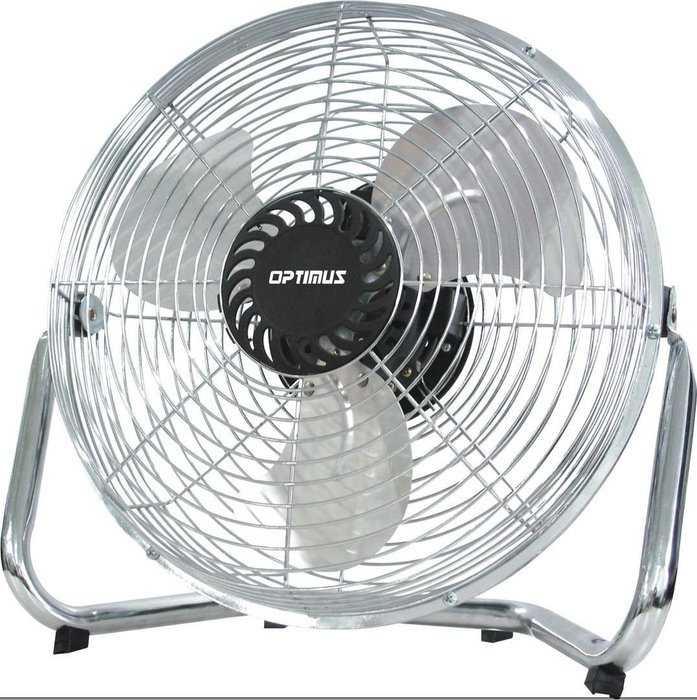 Optimus F-4123 12-Inch Industrial Grade 3-Speed High-Velocity Fan, black/chrome