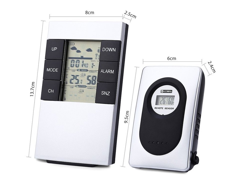 Magicook TS - H146 433MHz Weather Forecast Alarm Clock Wireless Weather Station Indoor Outdoor Thermometer Humidity N6