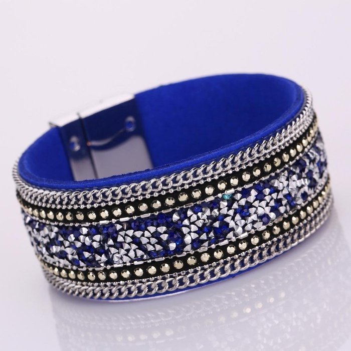 AutumnFall&reg; Women Bohemian Crystal Cowhide Bracelets Wrist Chains (Gray) N9