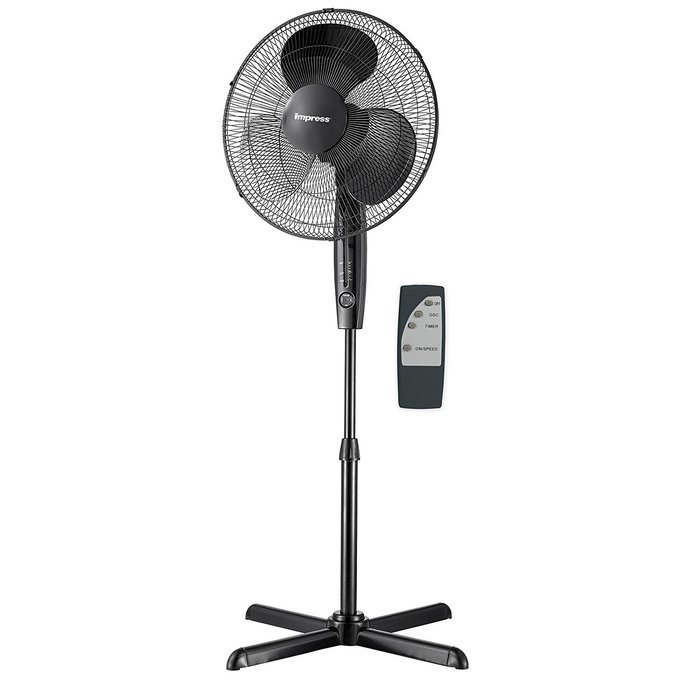 Impress 16 Inch Pedestal Fan with Remote Control and Timer- Black