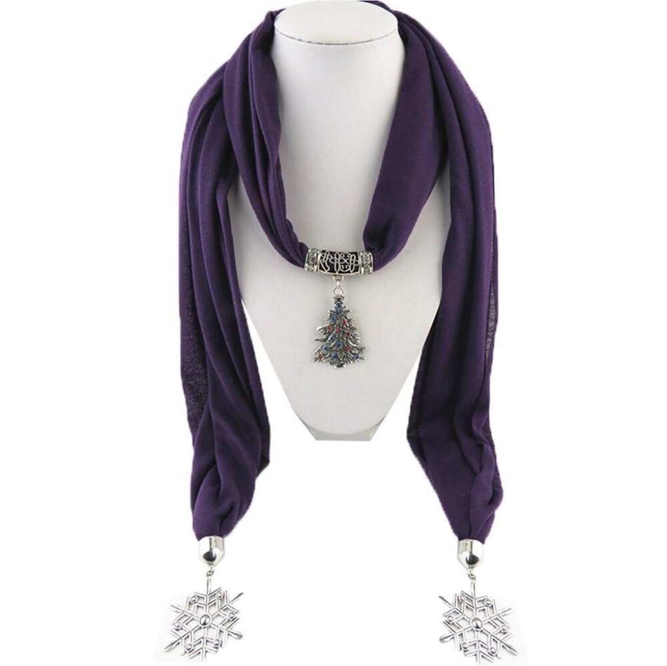 AutumnFall Women Girl Pendant Scarf With Tassel Rhinestone Necklace Scarves (U) N24