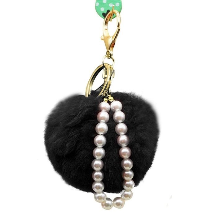 AutumnFall&reg; Imitate Rabbit Fur Ball Pearl Car Keychain Handbag Key Ring (Purple) N8