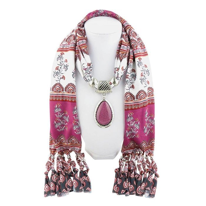 AutumnFall Women Girl Pendant Scarf With Tassel Rhinestone Necklace Scarves (U) N37