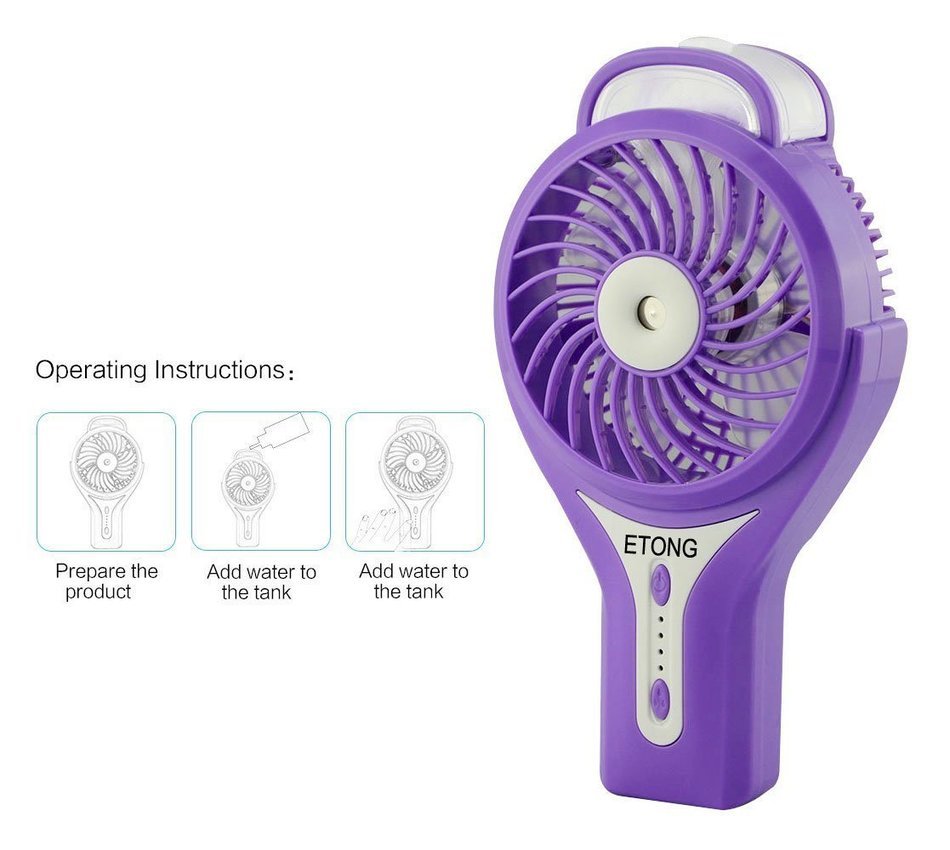 ETONG Portable Handheld USB Misting Fan Personal Cooling Mist Humidifier Rechargeable Mini Water Spray Cooling... N14