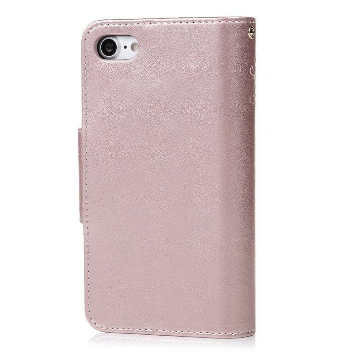 Badalink iPhone 7 Wallet Case (4.7") 9 Card Slots Plastic Mirror Flip Stand Case Embossed Flower Girl PU Leather... N61