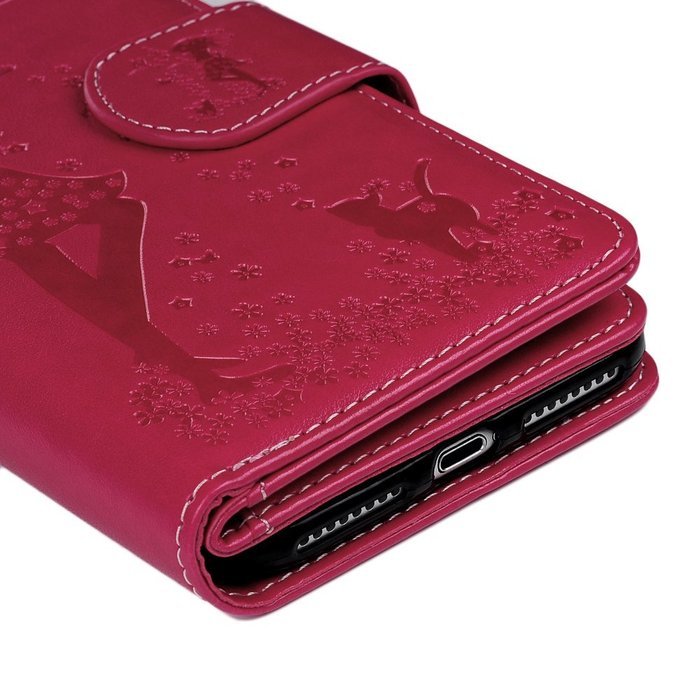 Badalink iPhone 7 Wallet Case (4.7") 9 Card Slots Plastic Mirror Flip Stand Case Embossed Flower Girl PU Leather... N67