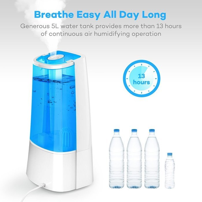 Cool Mist Humidifier with LED Display, TaoTronics Ultrasonic Air Humidifers with Large 5L Capacity, Adjustable... N8