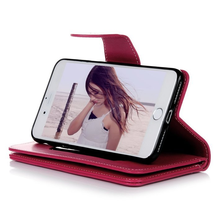 Badalink iPhone 7 Wallet Case (4.7") 9 Card Slots Plastic Mirror Flip Stand Case Embossed Flower Girl PU Leather... N68