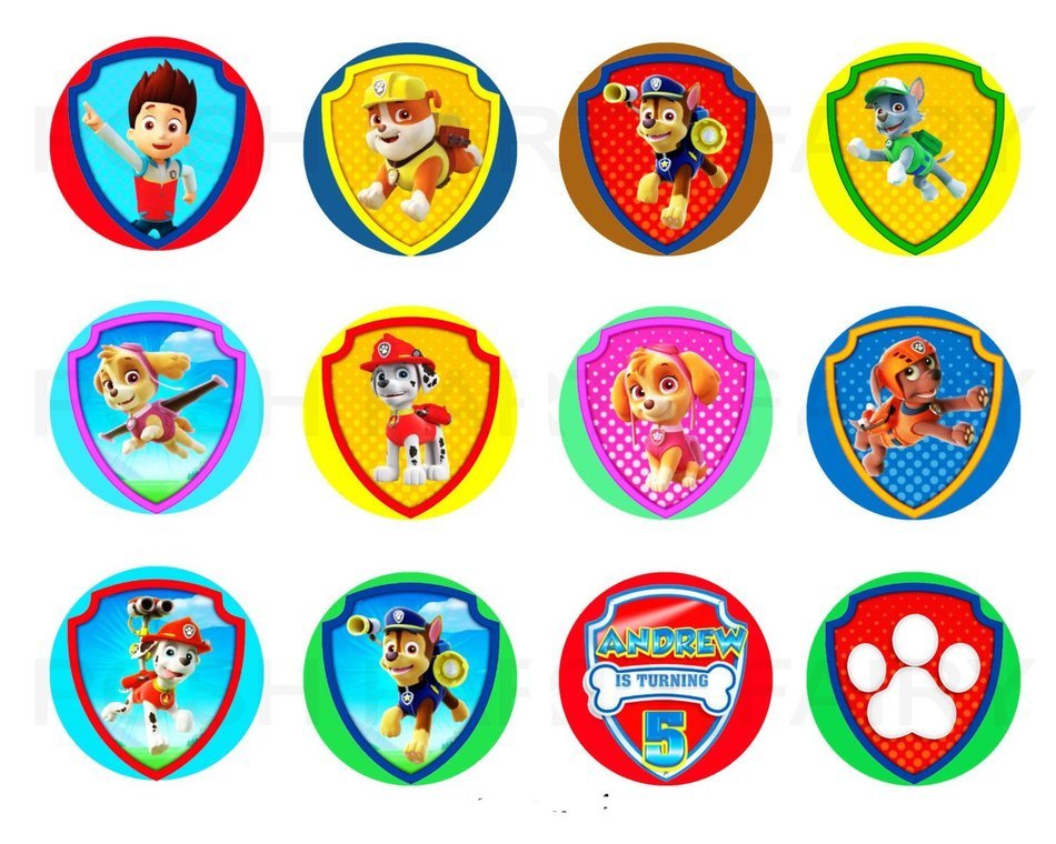 PAW PATROL Edible image Cake topper decoration personalized -12x2"