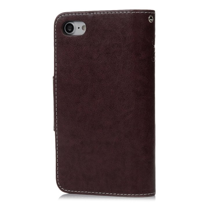 Badalink iPhone 7 Wallet Case (4.7") 9 Card Slots Plastic Mirror Flip Stand Case Embossed Flower Girl PU Leather... N74