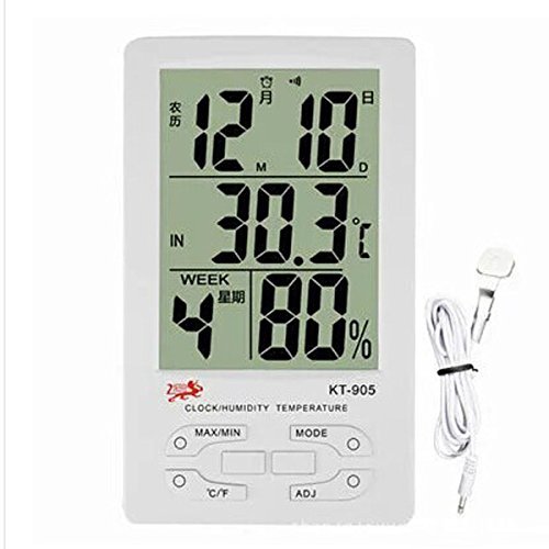 ADSRO 1pcs Clock+LCD Digital Hygrometer Thermometer Temperature Meter In/Outdoor N2