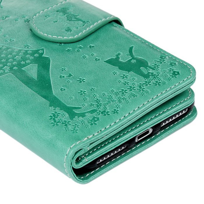 Badalink iPhone 7 Wallet Case (4.7") 9 Card Slots Plastic Mirror Flip Stand Case Embossed Flower Girl PU Leather... N81