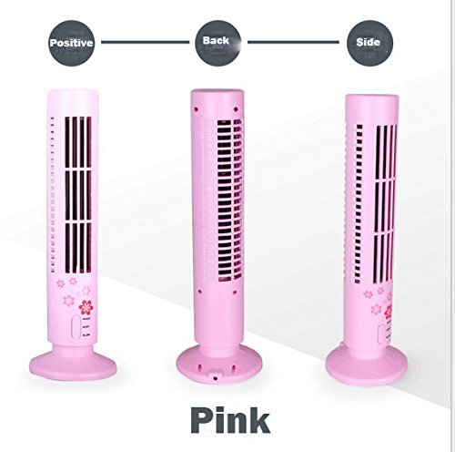 USB electric fan tower mini stereo type air conditioner small fan creative birthday present no fan blade (Pink) N2