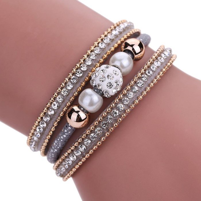 AutumnFall Women Bohemian Bracelet Woven Braided Handmade Wrap Cuff Magnetic Clasp (Black) N12
