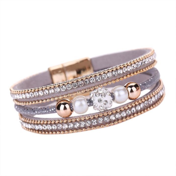 AutumnFall Women Bohemian Bracelet Woven Braided Handmade Wrap Cuff Magnetic Clasp (Black) N13