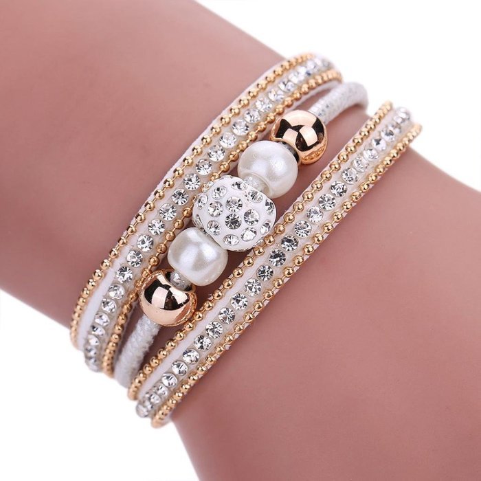 AutumnFall Women Bohemian Bracelet Woven Braided Handmade Wrap Cuff Magnetic Clasp (Black) N14