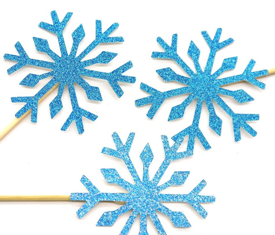 PuTwo 20 Counts Wedding Cake Decorating Frozen Cupcake Toppers Toothpicks, Sliver/Blue/Snow N9