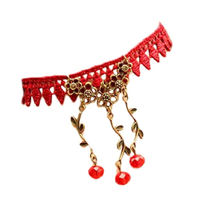 Susenstone&reg;Handmade Women Jewelry Gothic Cherry Lace Ankle Foot Jewelry N3