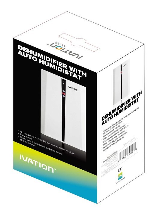 Ivation IVADM45 Powerful Mid-Size Thermo-Electric Intelligent Dehumidifier w/Auto Humidistat - For Spaces Up to... N6