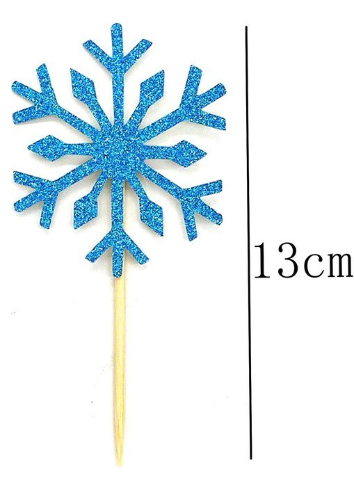 PuTwo 20 Counts Wedding Cake Decorating Frozen Cupcake Toppers Toothpicks, Sliver/Blue/Snow N12