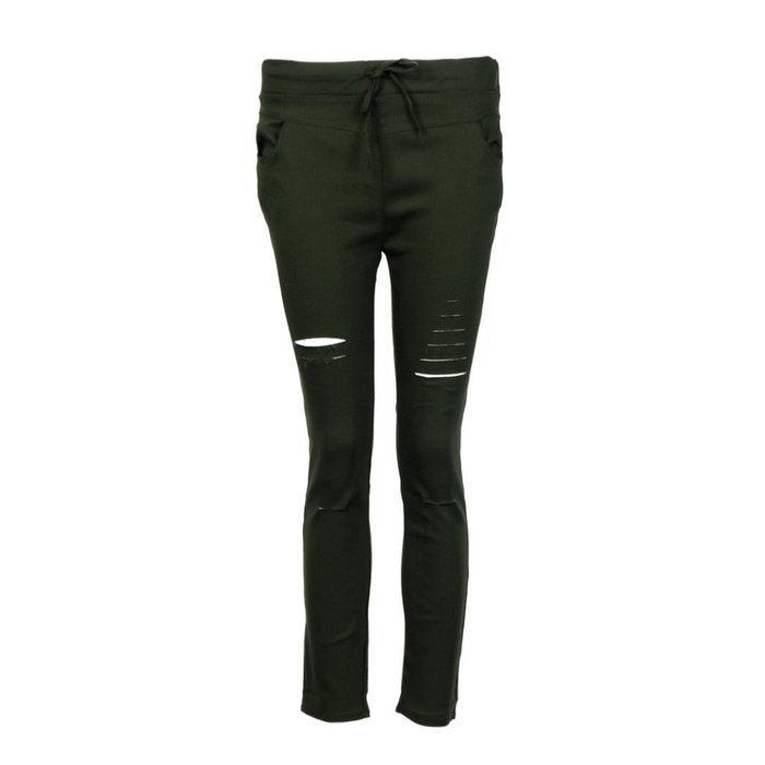PHOTNO Women Skinny Ripped Pants High Waist Stretch Slim Pencil Trousers