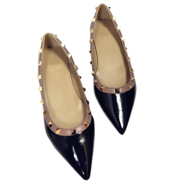 Yaheeda Fashion Flat Wild Rivet Shallow Mouth Women's shoes with pointed N17