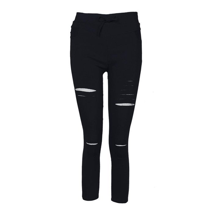 PHOTNO Women Skinny Ripped Pants High Waist Stretch Slim Pencil Trousers N2